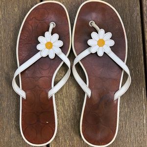 Coach leather daisy flip flops